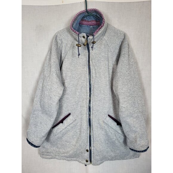 Reversible Vintage 80s/90s Denim / Gray Jean Jacket Coat Women's 22W Heavy - Picture 6 of 10